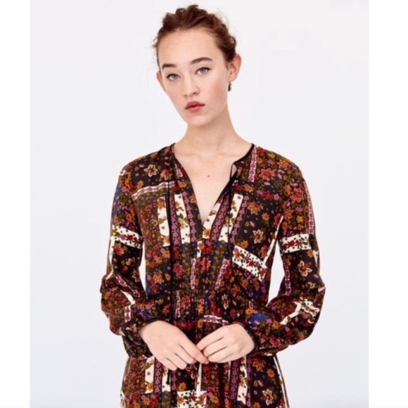 Zara Retro Hippie Patchwork Dress - Picture 3 of 5